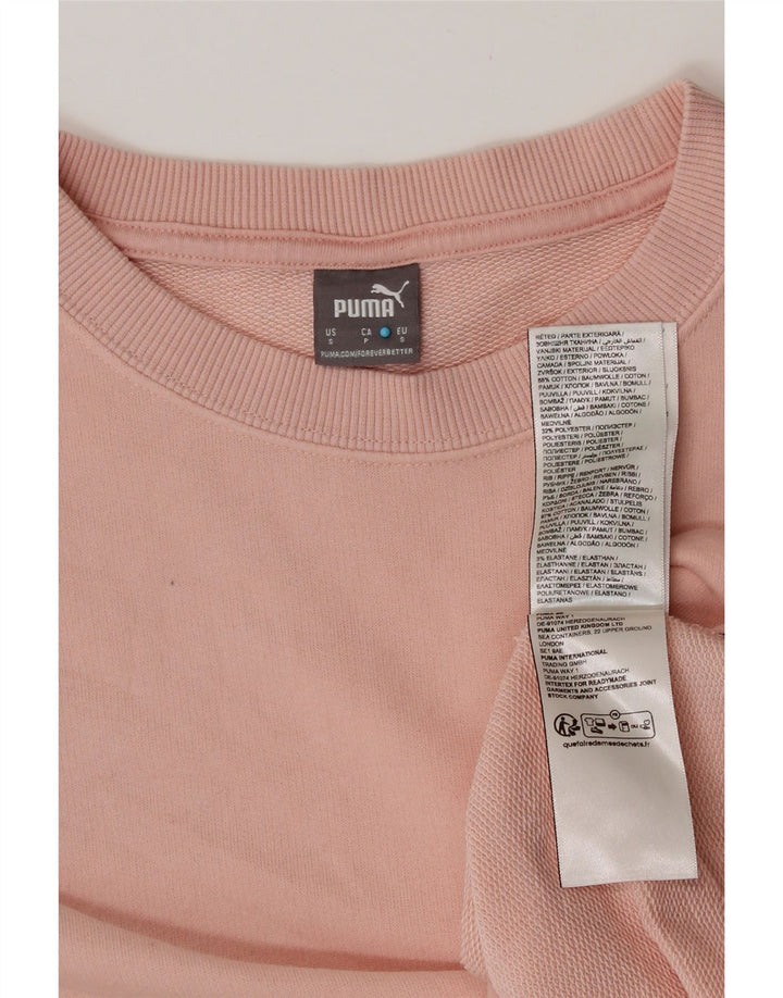 PUMA Womens Oversized Crop Sweatshirt Jumper UK 10 Small Pink Cotton
