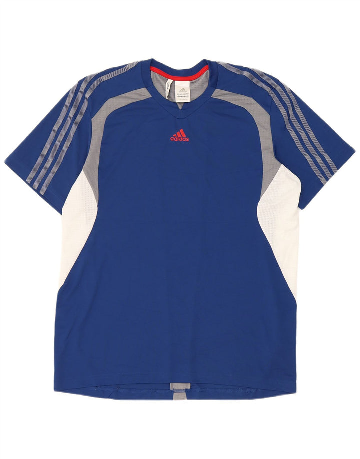 Adidas Mens Climacool T-Shirt Top Large Blue Colourblock Polyester