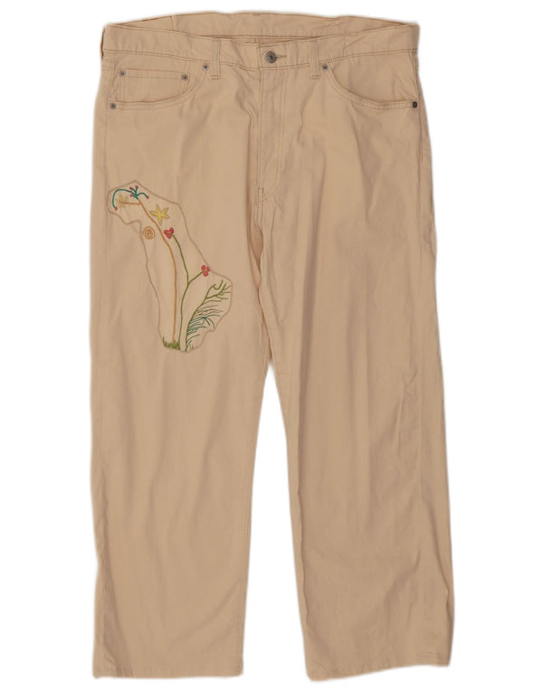 Levi's Womens 751 Graphic Straight Casual Trousers W38 L26 Beige Floral