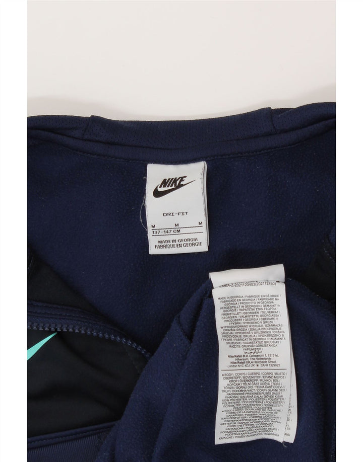 NIKE Boys Dri Fit Zip Hoodie Sweater 10-11 Years Medium Navy Blue Vintage Nike and Second-Hand Nike from Messina Hembry 