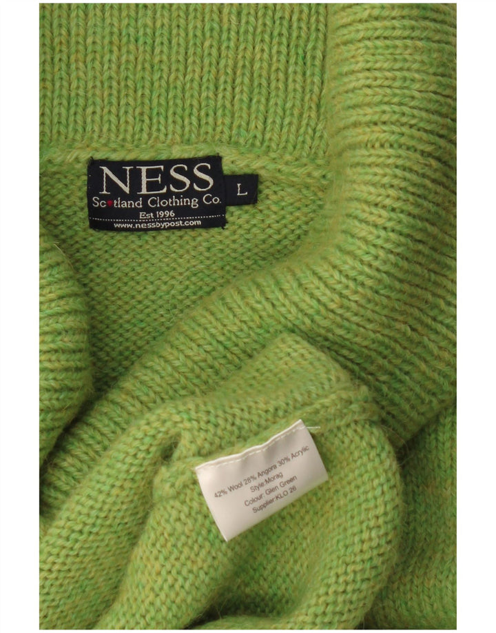 Ness Womens Roll Neck Jumper Sweater UK 14 Large Green Wool