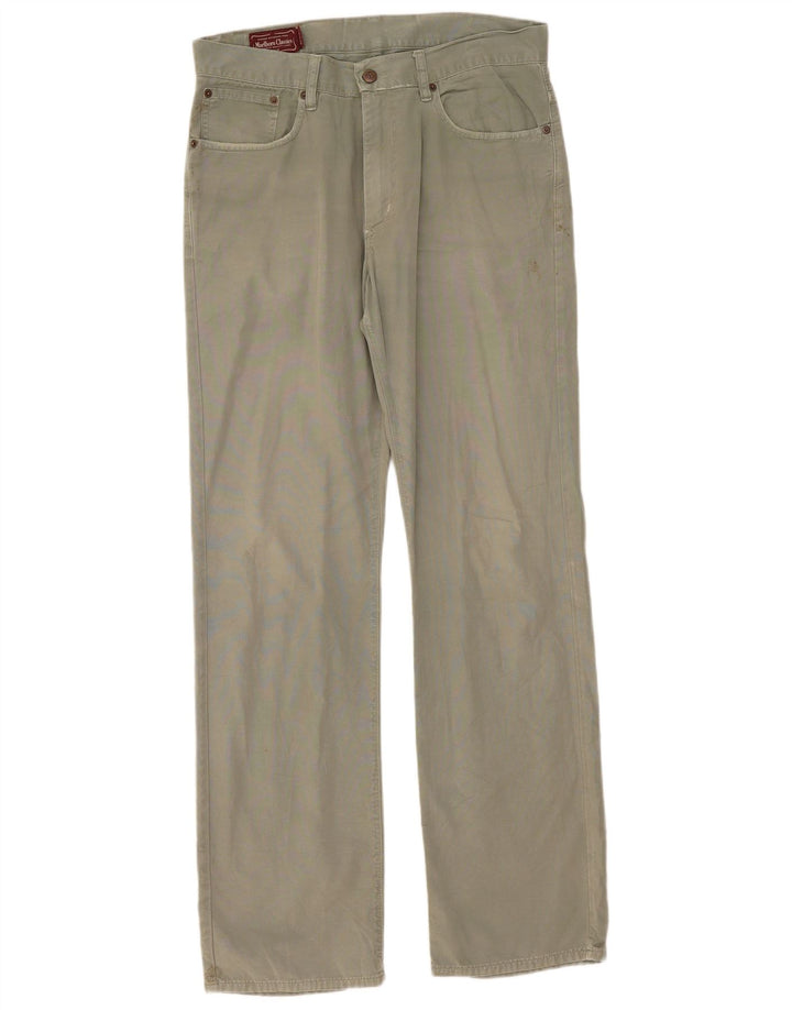 Marlboro Classics Mens Straight Casual Trousers W34 L34 Khaki
