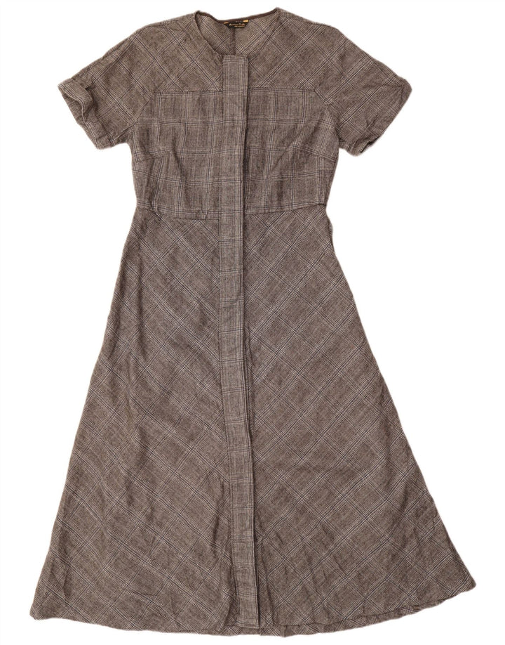 Massimo Dutti Womens A-Line Dress EU 40 Medium Grey Houndstooth Wool