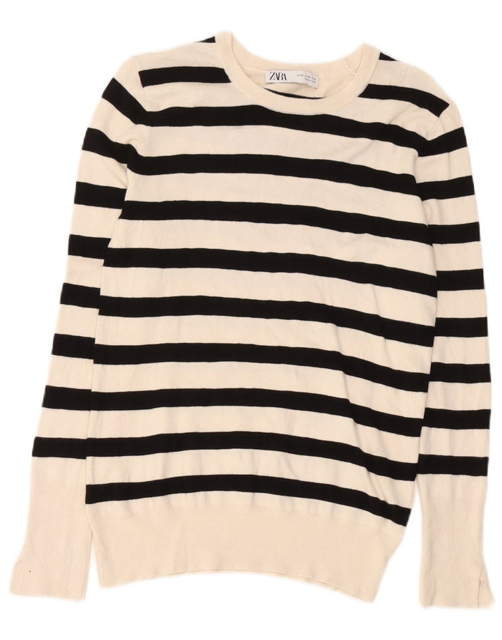 Zara Womens Blouse Top UK 18 XL White Striped