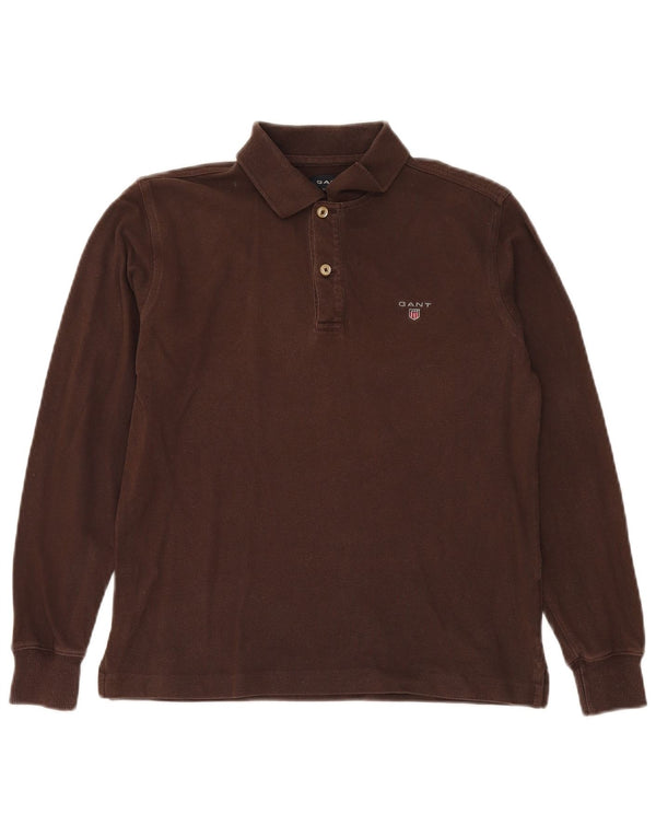 GANT Boys Long Sleeve Polo Shirt 11-12 Years XL  Brown Cotton