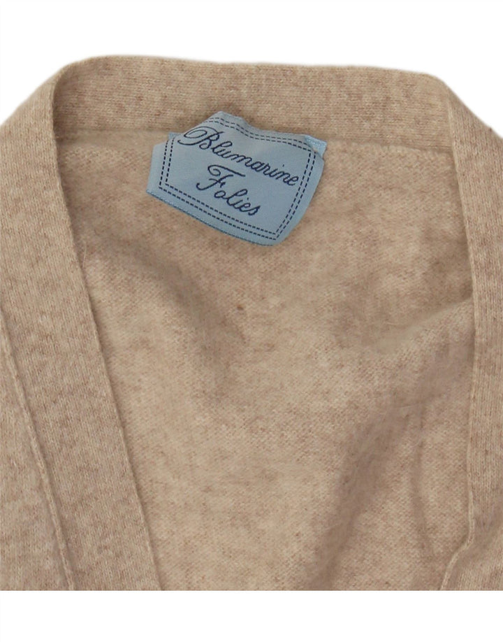 BLUMARINE Womens Sleeveless Cardigan Sweater IT 46 Large Beige Wool