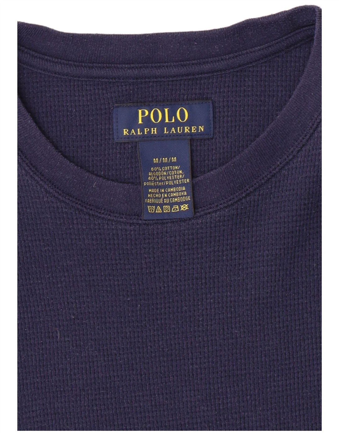 POLO RALPH LAUREN Mens Top Long Sleeve Medium Navy Blue Cotton