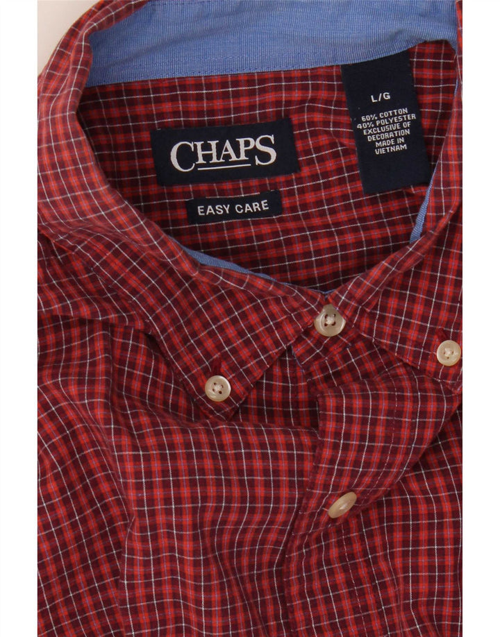 Chaps Mens Shirt Large Red Check Cotton