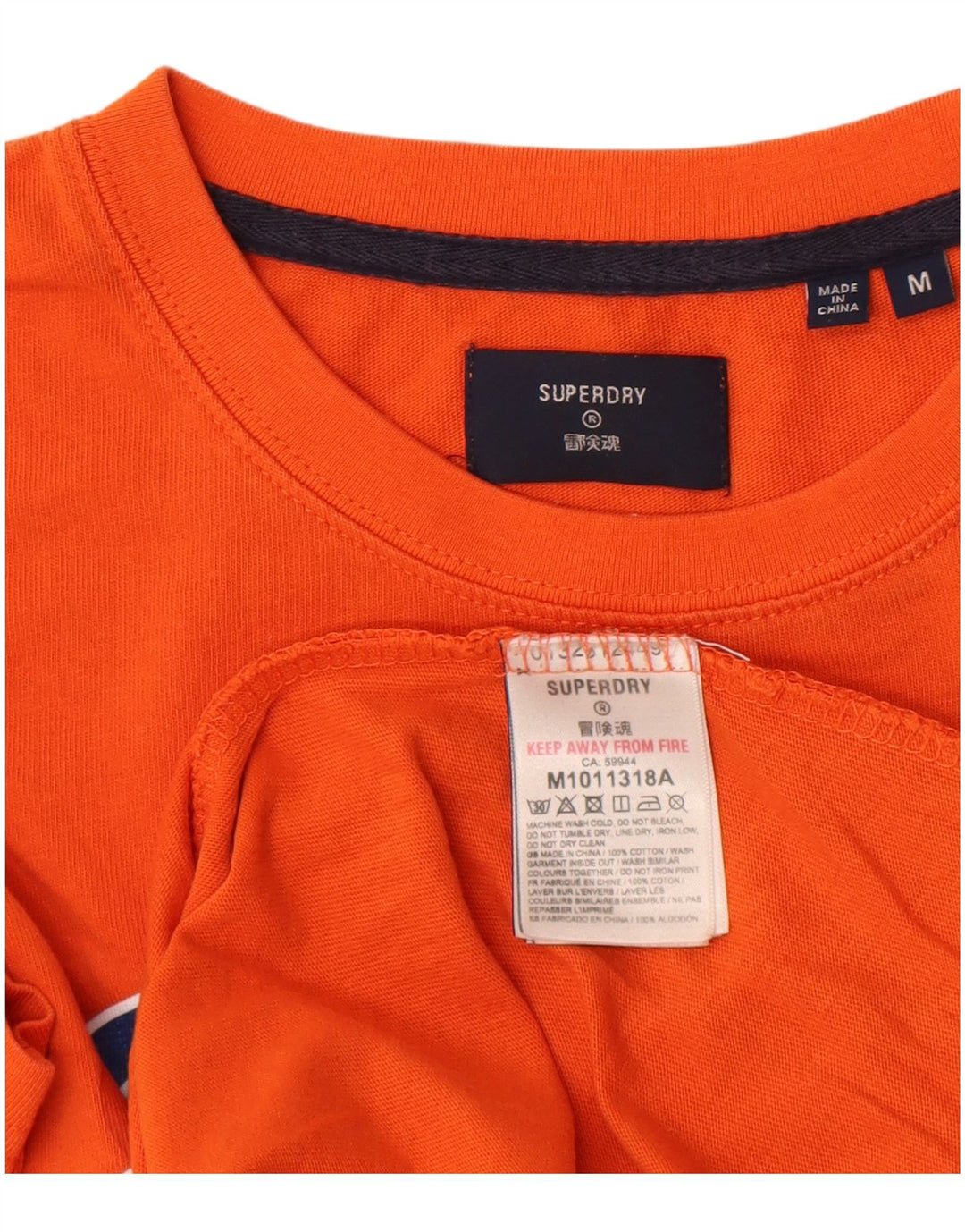 Superdry Mens Graphic T-Shirt Top Medium Orange Cotton