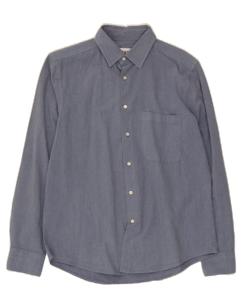 ZARA Mens Shirt Medium Blue Spotted Vintage Zara and Second-Hand Zara from Messina Hembry 