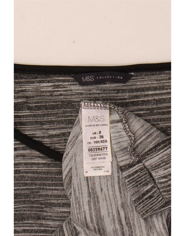 Marks & Spencer Womens Top 3/4 Sleeve UK 8 Small Grey Flecked Viscose