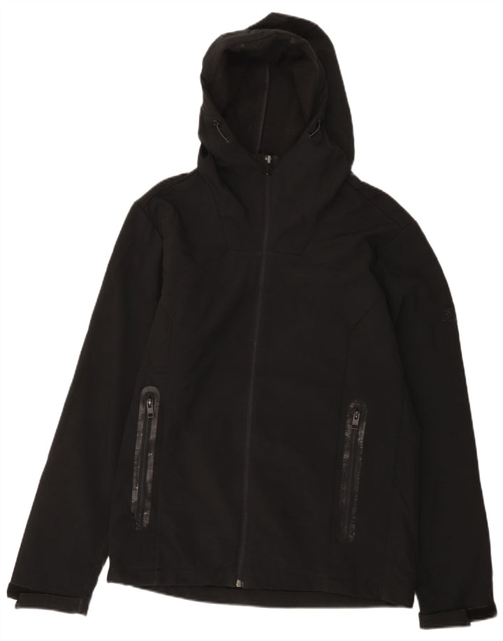 Jack & Jones Mens Hooded Windbreaker Jacket UK 38 Medium Black Polyester