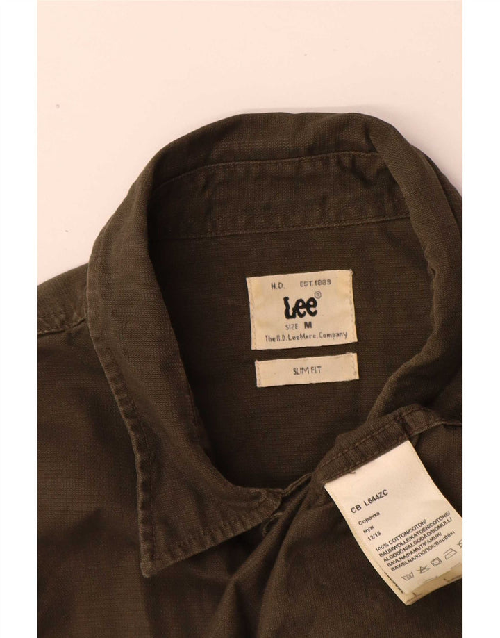 Lee Mens Slim Fit Shirt Medium Khaki Cotton