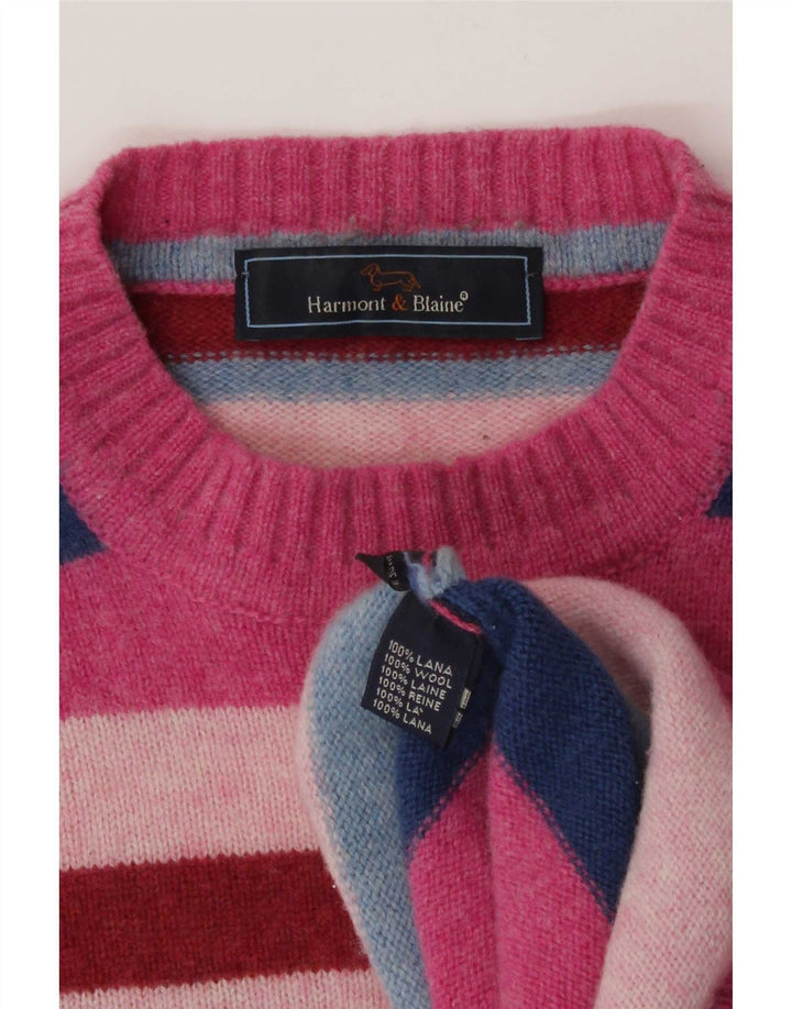 Harmont & Blaine Mens Crew Neck Jumper Sweater Medium Multicoloured Striped