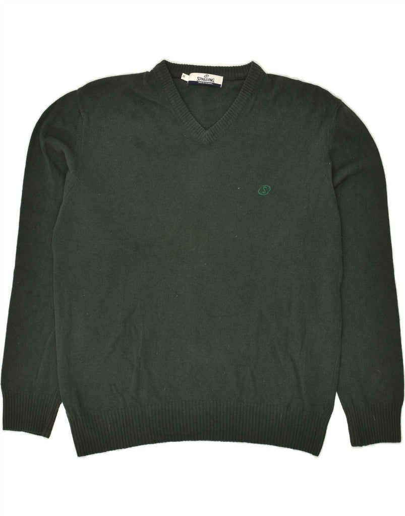 SPALDING Womens V-Neck Jumper Sweater UK 18 XL Green Wool Vintage Spalding and Second-Hand Spalding from Messina Hembry 