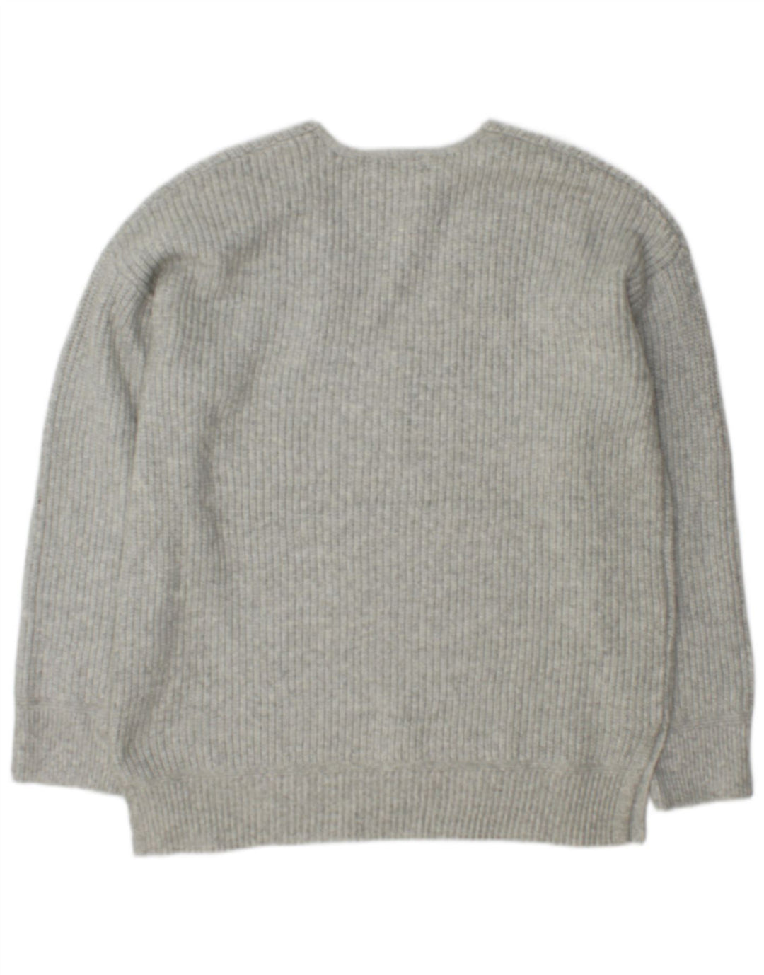 Marks & Spencer Womens V-Neck Jumper Sweater UK 14 Medium Grey Polyester