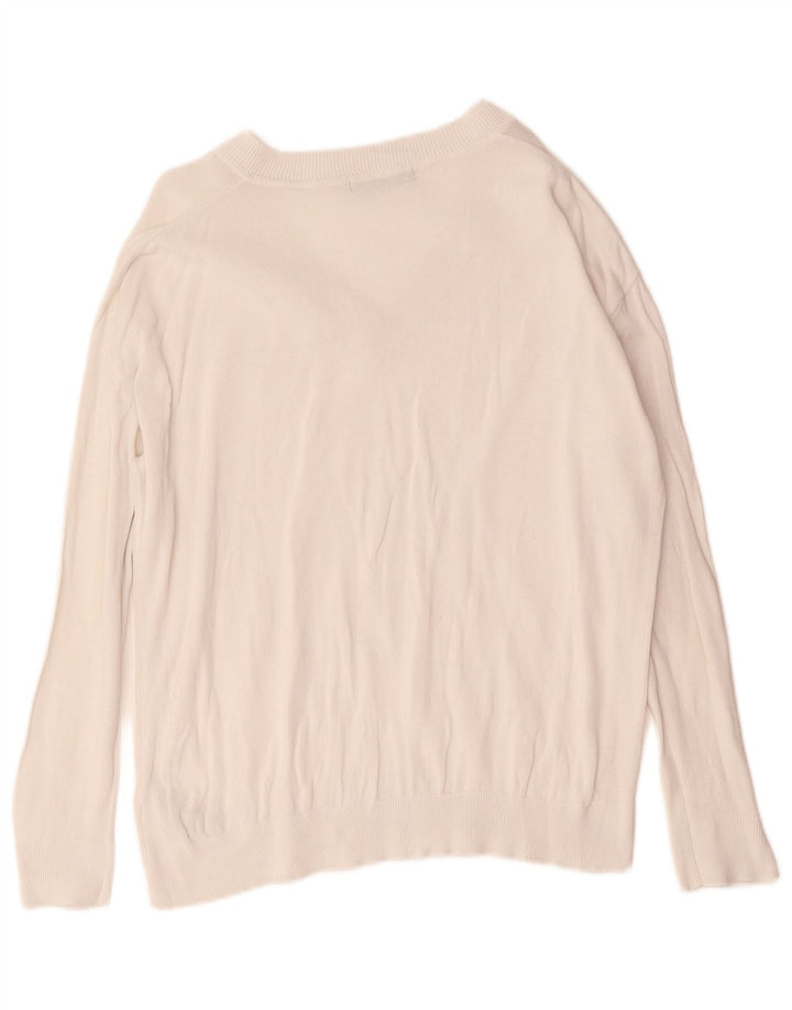 Marks & Spencer Womens Oversized V-Neck Jumper Sweater UK 12 Medium White