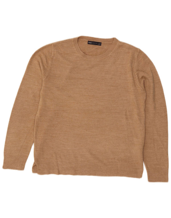 Marks & Spencer Womens Crew Neck Jumper Sweater UK 14 Medium Beige Acrylic