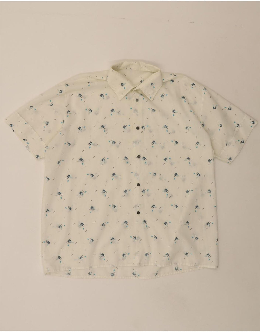 VINTAGE Mens Short Sleeve Shirt XL White Geometric Vintage Vintage and Second-Hand Vintage from Messina Hembry 