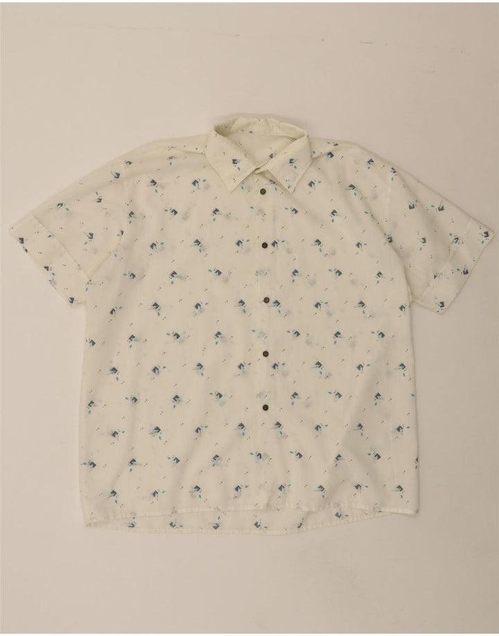 VINTAGE Mens Short Sleeve Shirt XL White Geometric Vintage Vintage and Second-Hand Vintage from Messina Hembry 