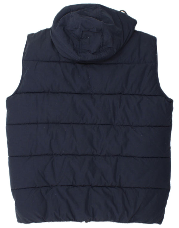 Crew Clothing Mens Hooded Padded Gilet UK 38 Medium Navy Blue Cotton