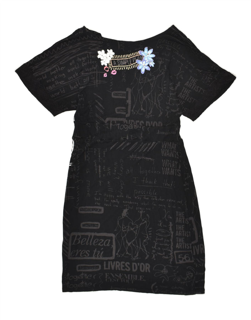 DESIGUAL Womens Sheath Dress UK 16 Large Black Viscose Vintage Desigual and Second-Hand Desigual from Messina Hembry 