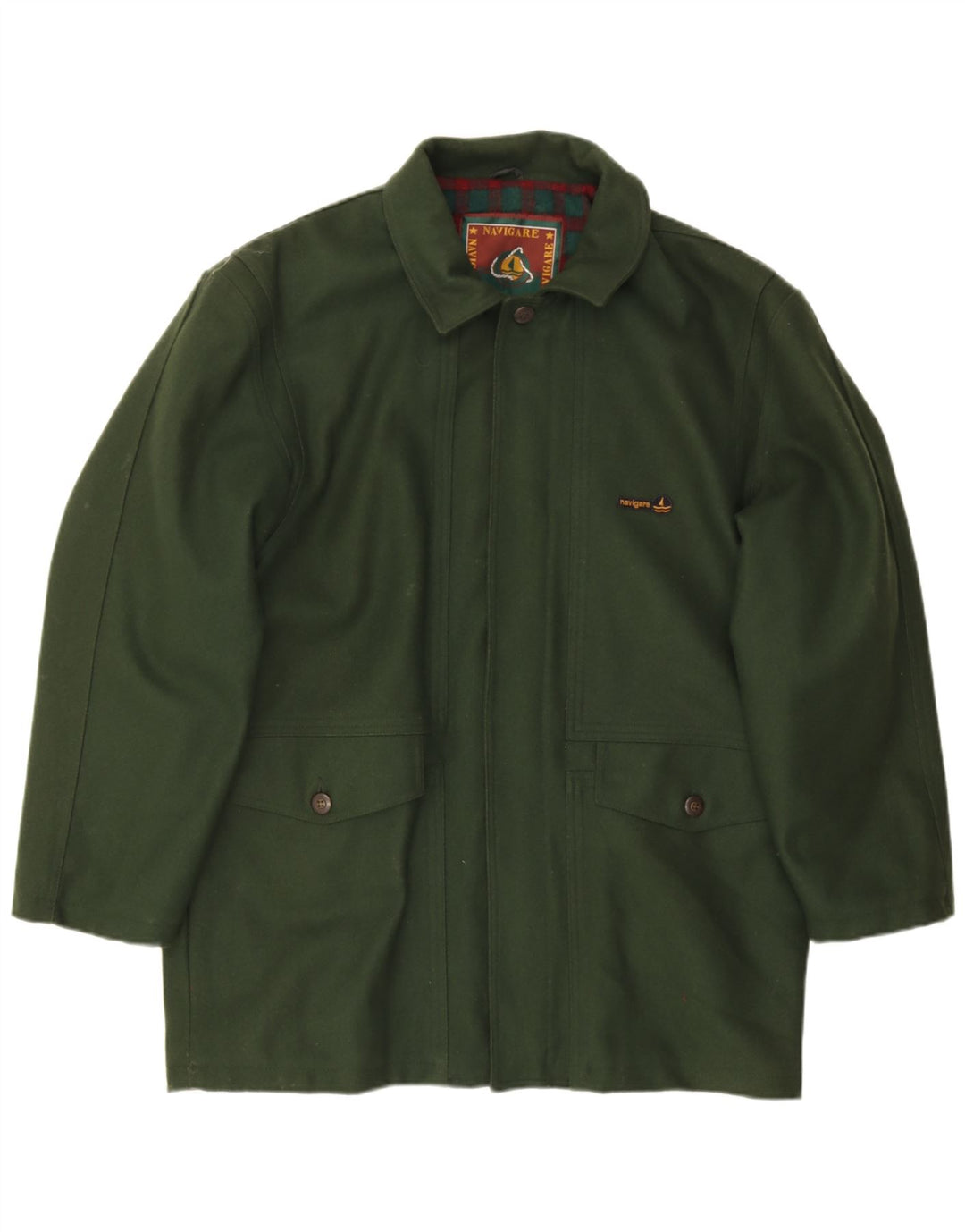 Navigare Mens Overcoat UK 40 Large Green Wool