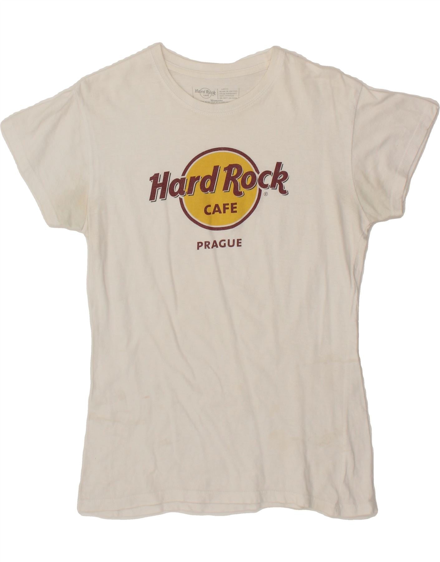 HARD ROCK CAFE Womens Prague Graphic T-Shirt Top UK 14 Large White