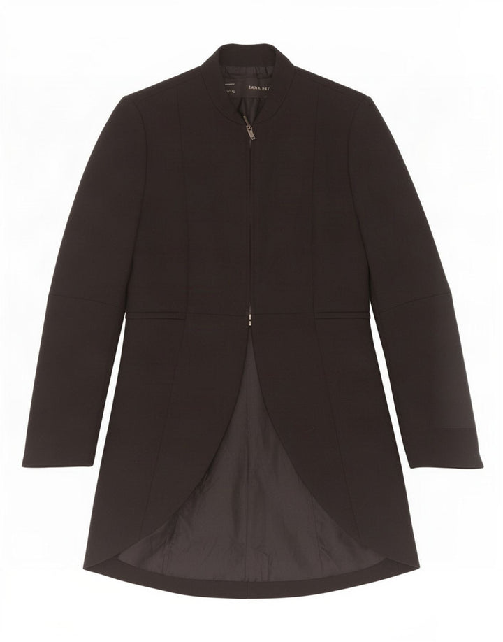 Zara Womens Full Zip Tailcoat Blazer Jacket UK 10 Small Black