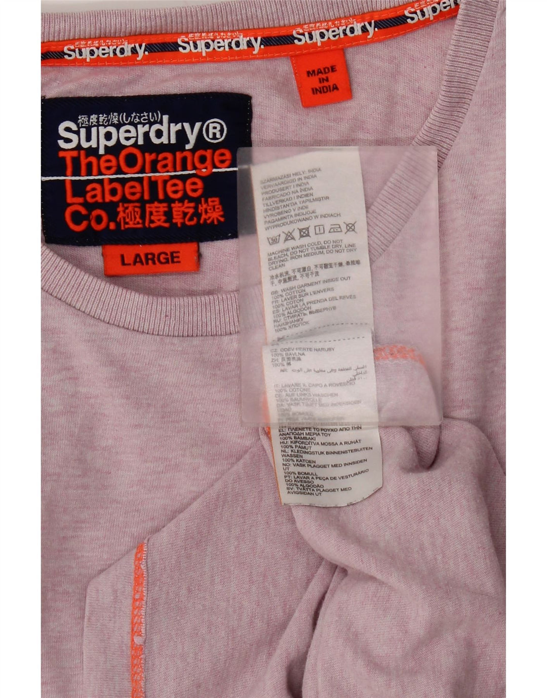 Superdry Womens T-Shirt Top UK 16 Large Pink Cotton