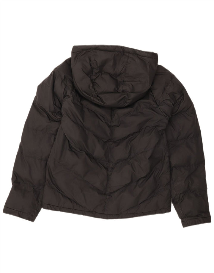 NIKE Boys Hooded Padded Jacket 12-13 Years Large Black Polyester
