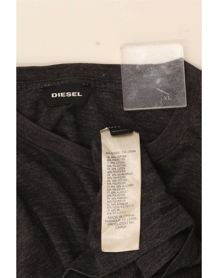 Diesel Mens T-Shirt Top XL Grey Flecked Cotton