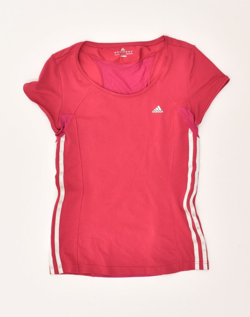 ADIDAS Womens Climacool T-Shirt Top UK 10 Small  Pink Colourblock | Vintage Adidas | Thrift | Second-Hand Adidas | Used Clothing | Messina Hembry 