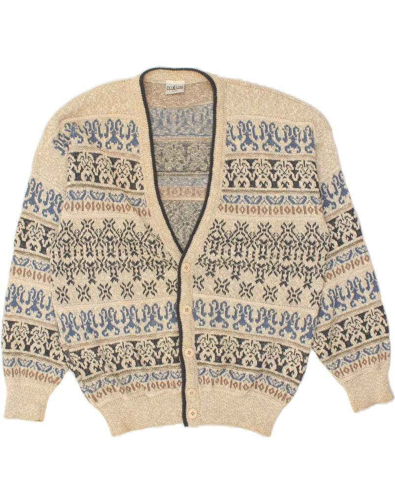 VINTAGE Mens Loose Fit Cardigan Sweater IT 46/48 Medium Beige Fair Isle | Vintage Vintage | Thrift | Second-Hand Vintage | Used Clothing | Messina Hembry 