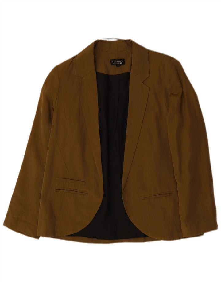 TOPSHOP Womens Oversized Open Blazer Jacket UK 10 Small  Khaki Lyocell