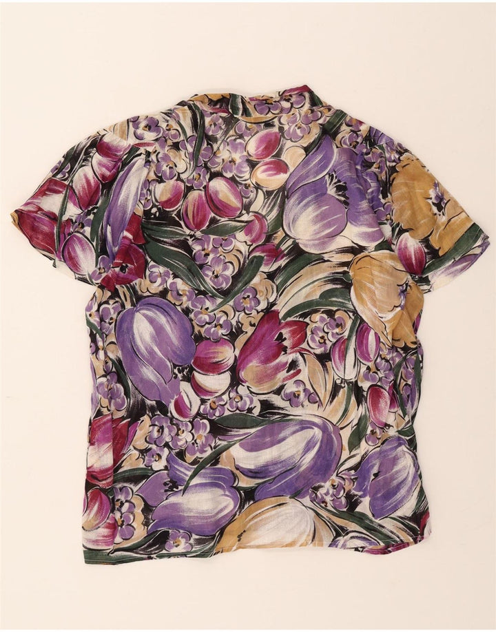 ST. CLAIR Womens Short Sleeve Shirt IT 44 Medium Multicoloured Floral Vintage St. Clair and Second-Hand St. Clair from Messina Hembry 