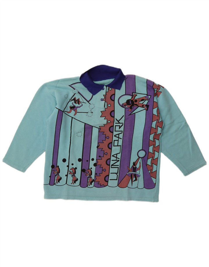 Vintage Womens Oversized 3/4 Sleeve Sweatshirt Jumper UK 14 Medium Blue