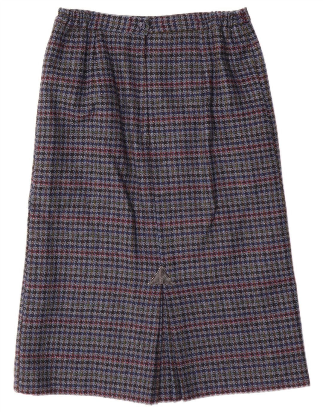 Vintage Womens Pencil Skirt UK 14 Medium W28 Blue Houndstooth