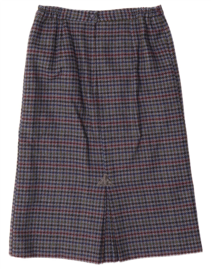 Vintage Womens Pencil Skirt UK 14 Medium W28 Blue Houndstooth