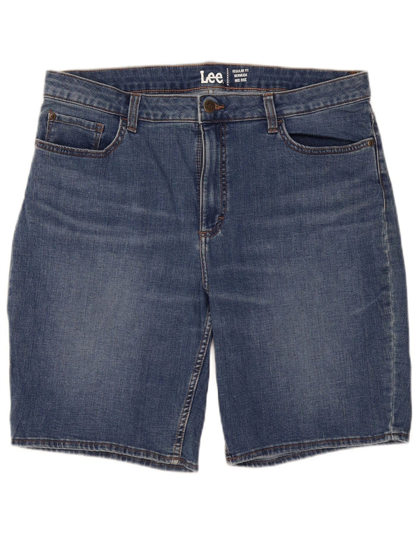 Lee Womens Mid Rise Regular Fit Bermuda Denim Shorts US 18 2XL W36 Blue
