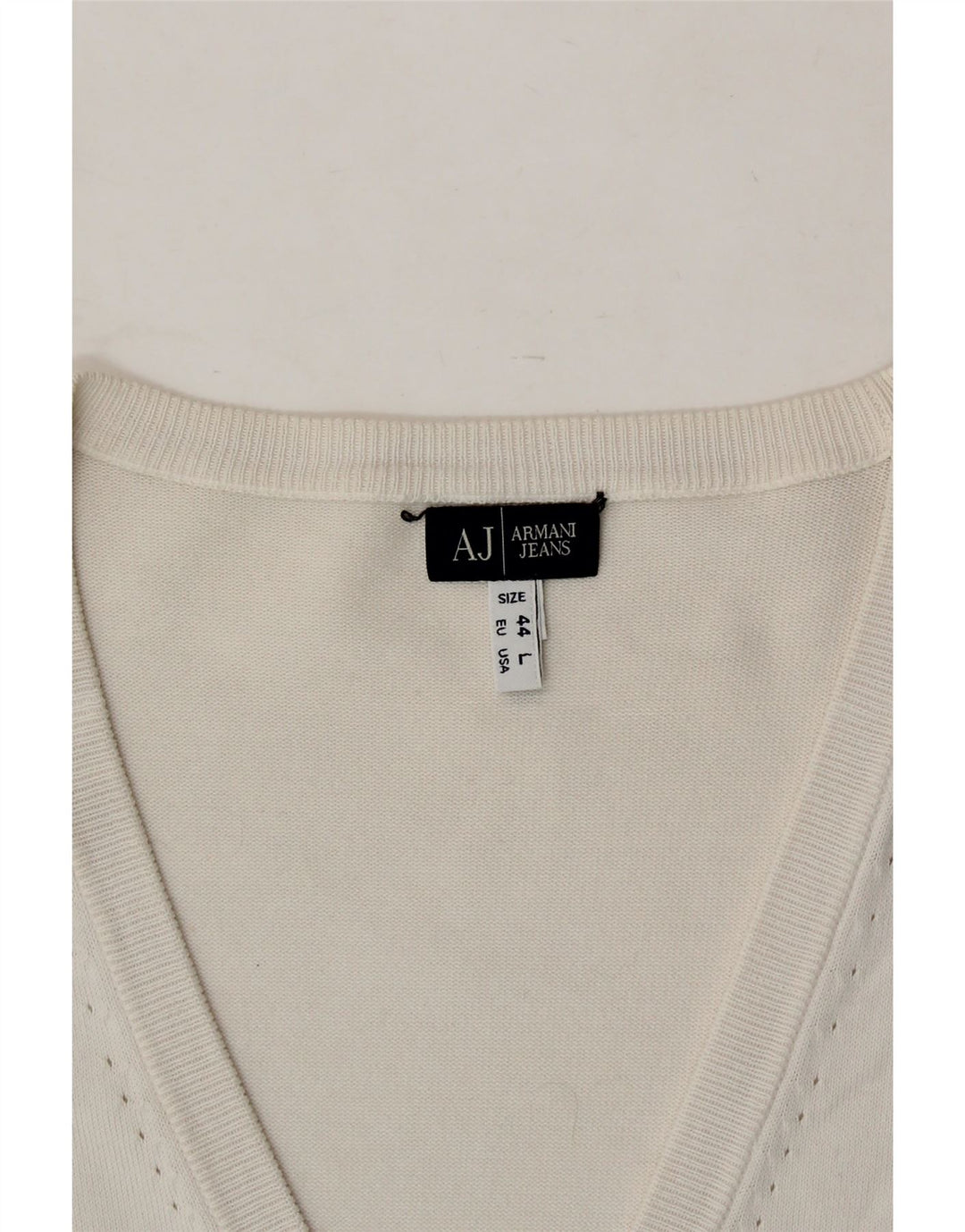 ARMANI JEANS Womens Cardigan Sweater EU 44 XL White Vintage Armani Jeans and Second-Hand Armani Jeans from Messina Hembry 