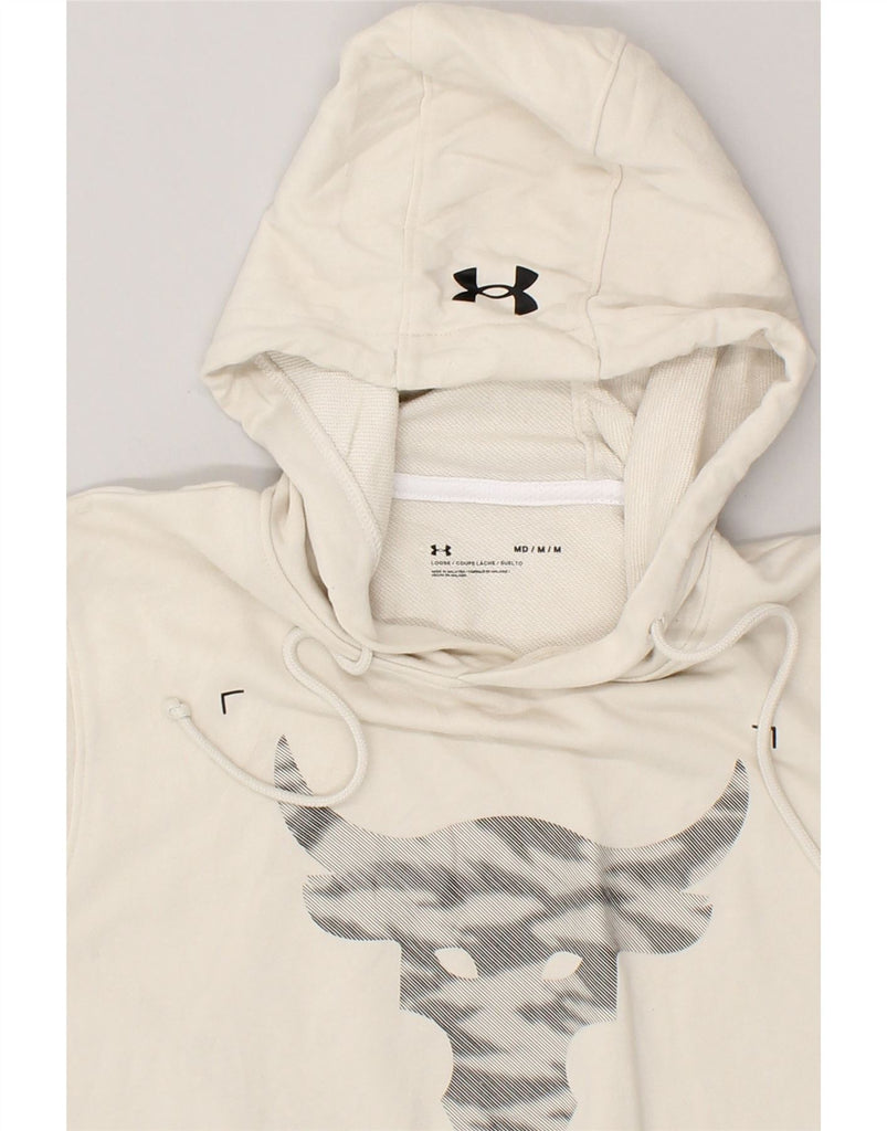 UNDER ARMOUR Womens Hooded Graphic T-Shirt Top UK 12 Medium Grey Cotton | Vintage Under Armour | Thrift | Second-Hand Under Armour | Used Clothing | Messina Hembry 