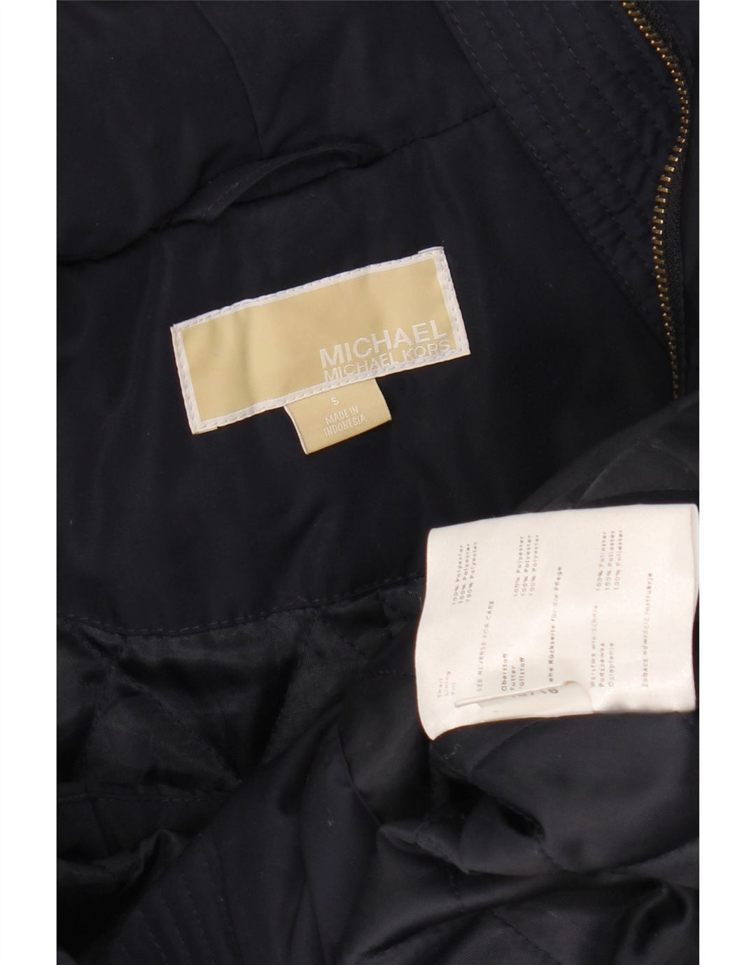 MICHAEL KORS Womens Hooded Parka Jacket UK 10 Small Navy Blue Polyester