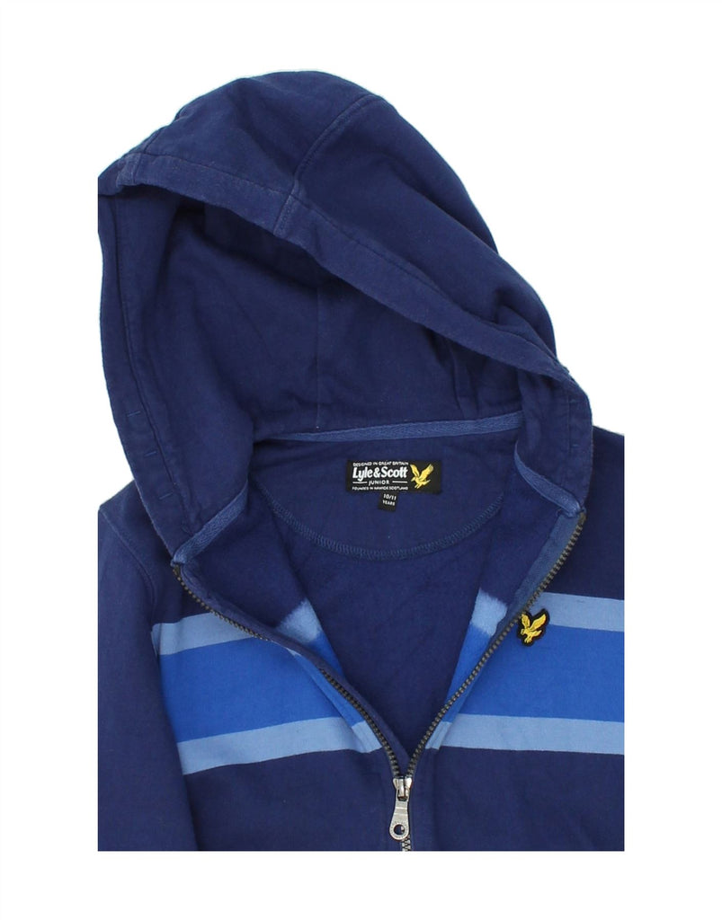 LYLE & SCOTT Boys Zip Hoodie Sweater 10-11 Years Navy Blue Colourblock | Vintage Lyle & Scott | Thrift | Second-Hand Lyle & Scott | Used Clothing | Messina Hembry 