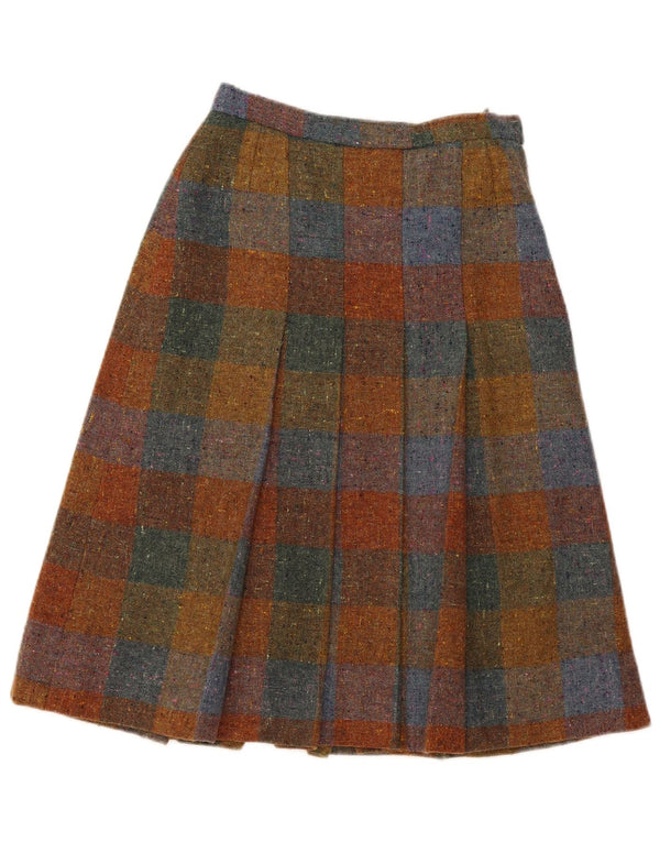 Vintage Womens A-Line Skirt W26 Small Brown Check