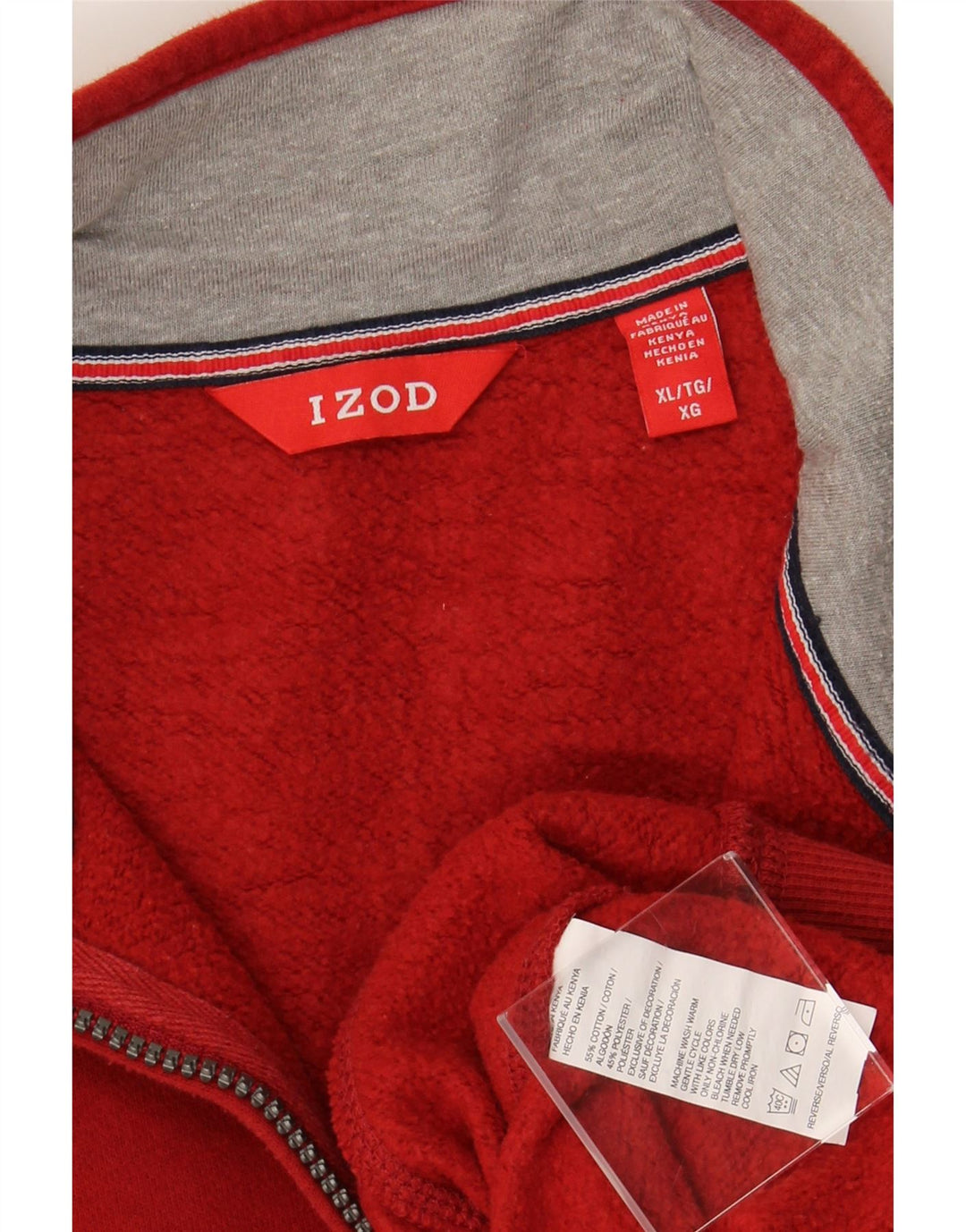 IZOD Mens Zip Neck Sweatshirt Jumper XL Red Cotton