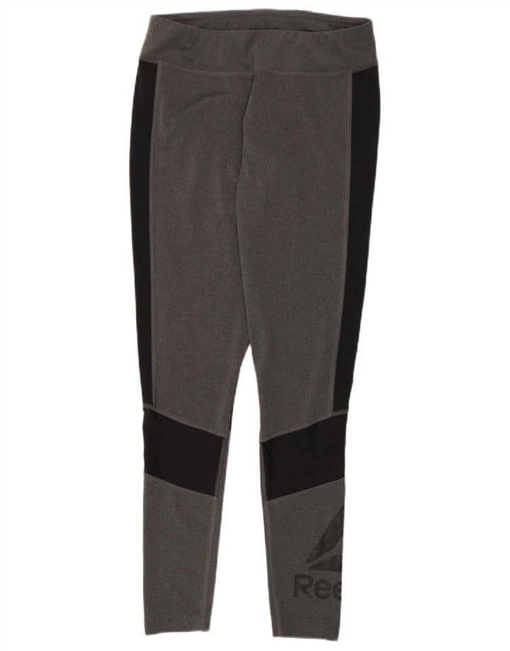 Reebok Womens Speedwick Graphic Leggings UK 12/14 Medium Grey Colourblock