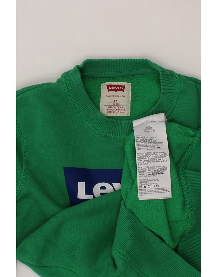 LEVI'S Boys Graphic Sweatshirt Jumper 5-6 Years Green Cotton