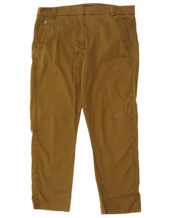 Marks & Spencer Womens High Waist Chino Trousers UK 18 XL W36 L28 Khaki