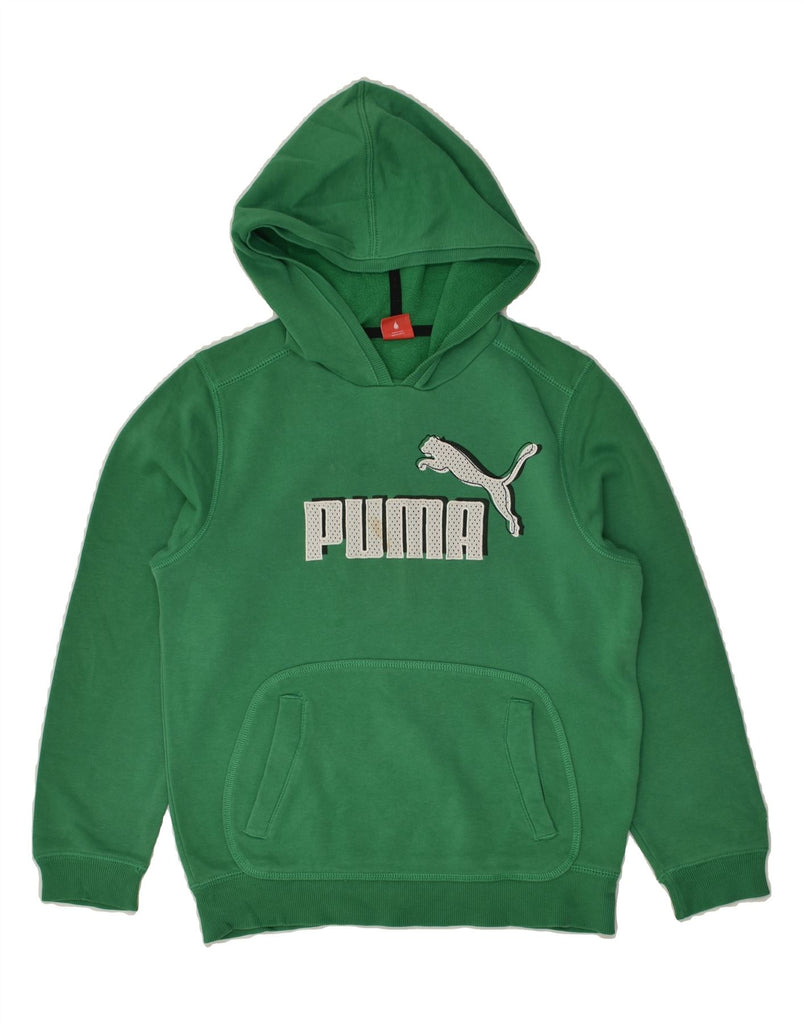 PUMA Boys Graphic Hoodie Jumper 11-12 Years Green | Vintage Puma | Thrift | Second-Hand Puma | Used Clothing | Messina Hembry 